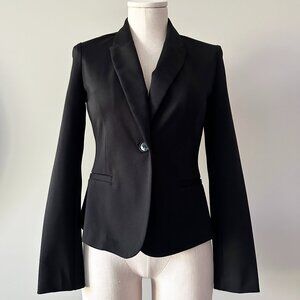 Black Blazer Jacket Womens Size S Jersey Stretch Fabric
